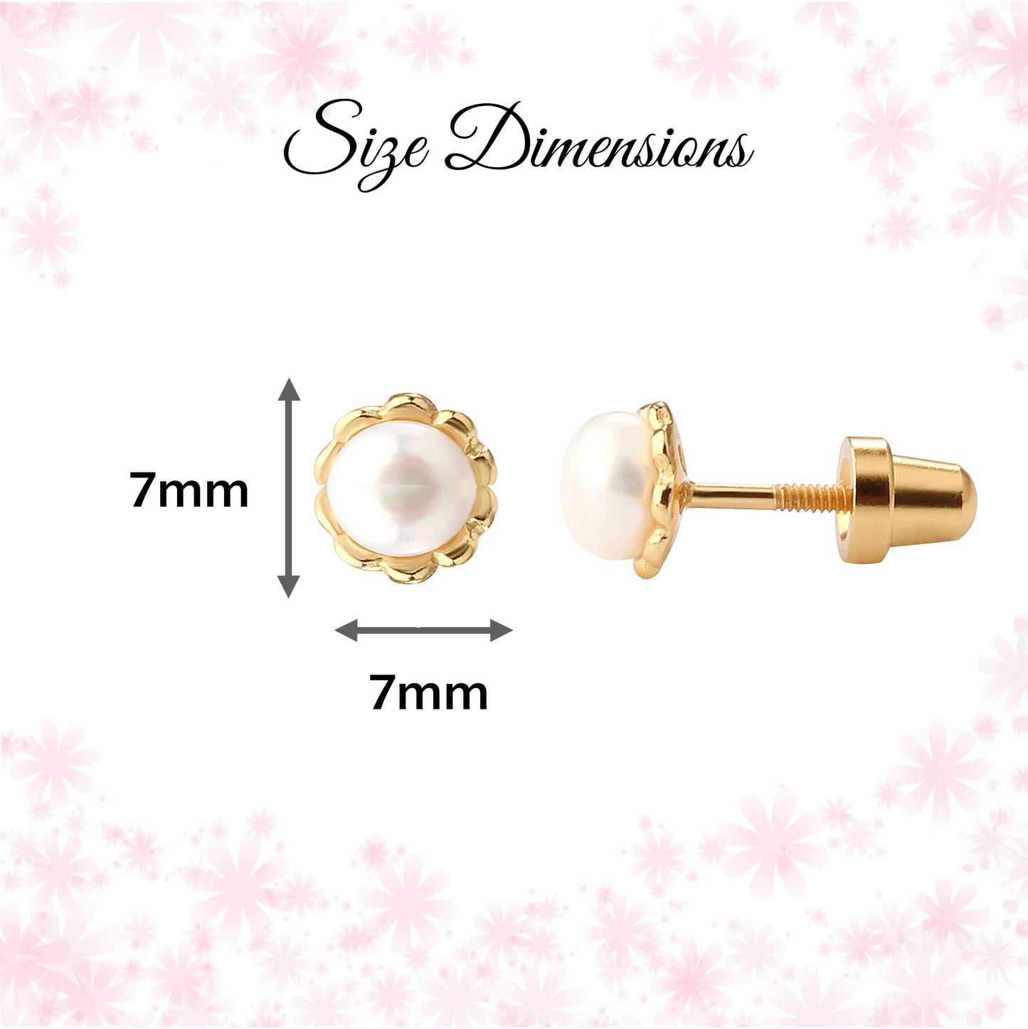 Cherished Moments - Girls 14K Gold-Plated Pearl Screw Back Earrings for Toddlers