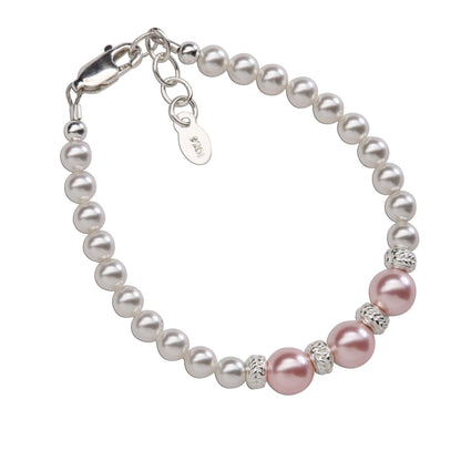 Cherished Moments - Kids Sterling Silver Pink/White Pearl Bracelet Baby Gift