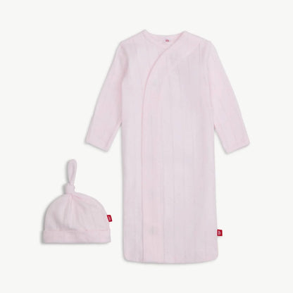 Magnetic Me Love Lines Pink Pointelle Magnetic Gown and Hat Set
