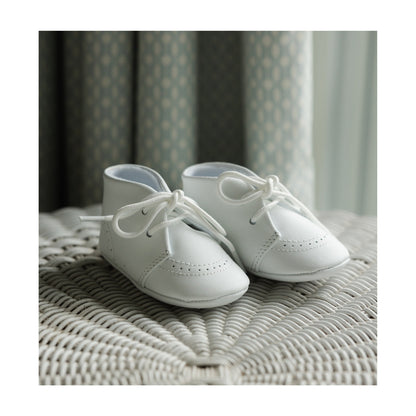 L'Amour Benny Lace Up Baby Bootie Shoe - White