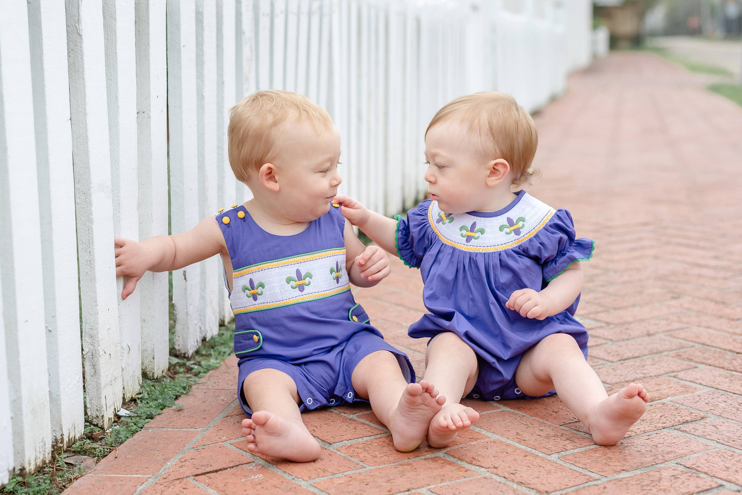 Lil Cactus - Purple Mardi Gras Smocked Romper