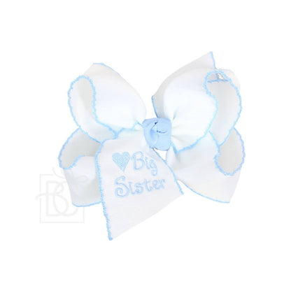 Beyond Creations -Big Sister Bow with Crochet Trim on Clip (Color Options)