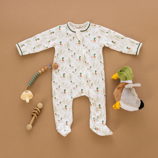 Magnolia Baby Mallard's Pond Moss Zip Footie
