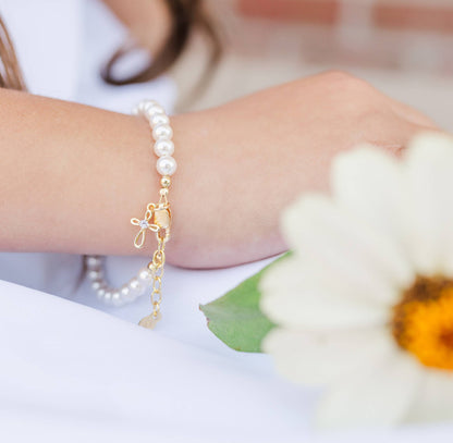 Cherished Moments - Kids14K Gold-Plated Baptism Cross Bracelet or Communion Gift