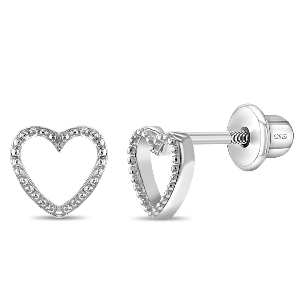 In Season Jewelry - Tiny Open Heart 4mm Baby Toddler Earrings - Sterling Silver