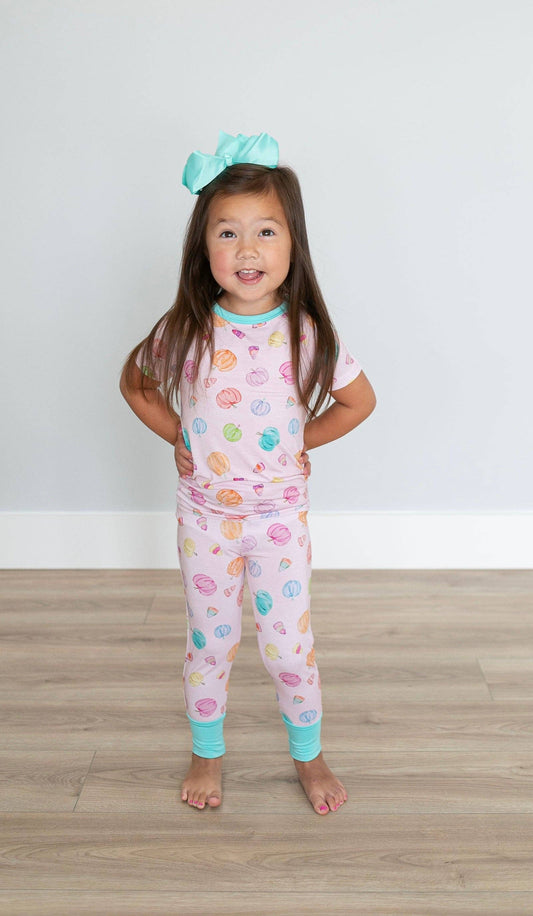 Sweet Bay Clothing - Pink Pumpkin Two Piece Pajama Set