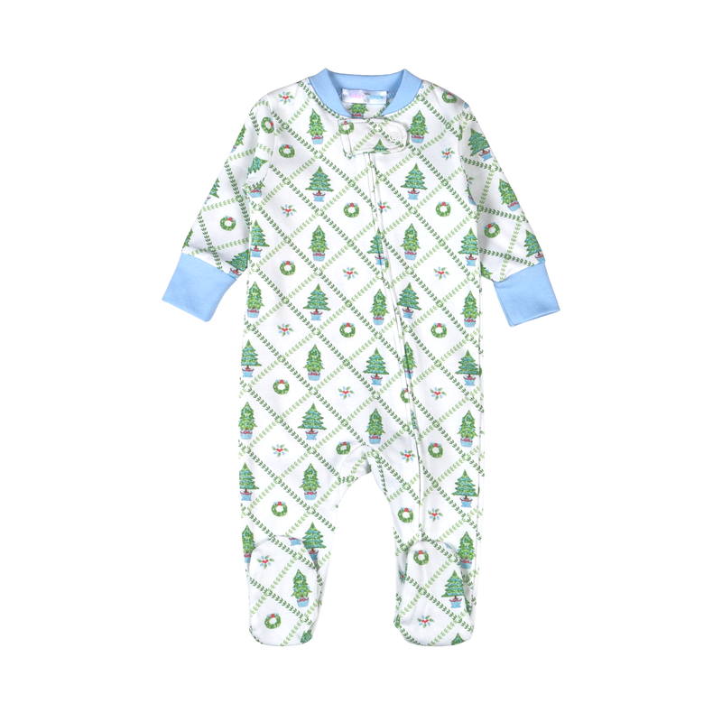Baby Loren Blue Nutcracker Pima Zipper Footie