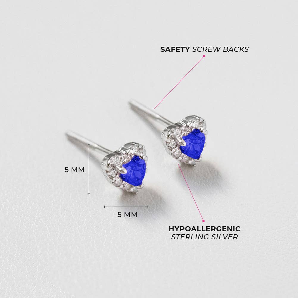 In Season Jewelry - Princess Heart CZ Baby / Toddler Earrings - Sterling Silver