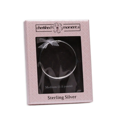 Classic Silver Baby Bangle Bracelet for Kids and Women: Small 0-12m