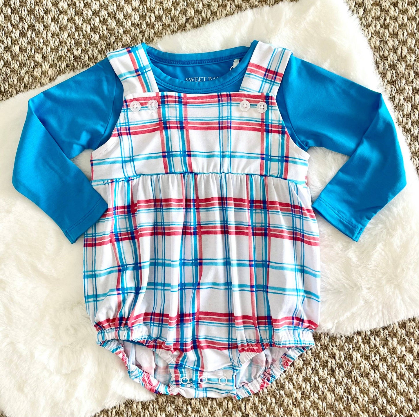 Sweet Bay Clothing - Blue/Red Plaid Snap Bubble