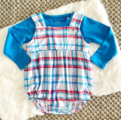 Sweet Bay Clothing - Blue/Red Plaid Snap Bubble