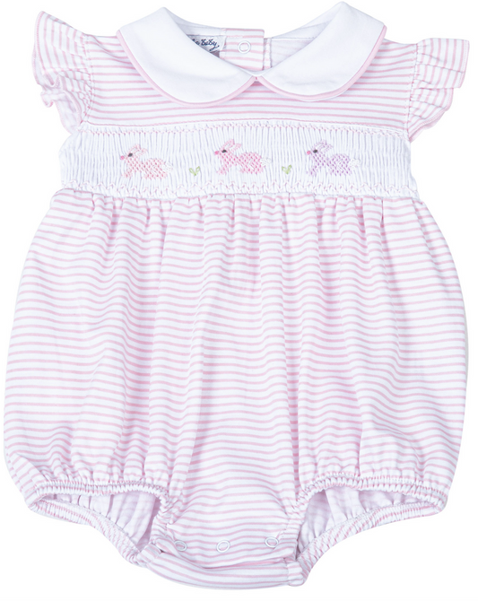 Hoppity Hop  Classics Smocked Flutters Bubble - Pink