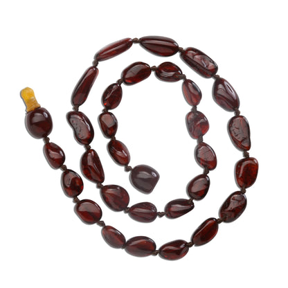 Cherished Moments Amber Teething Necklace for Teething Babies and Toddlers (Dark Cherry)