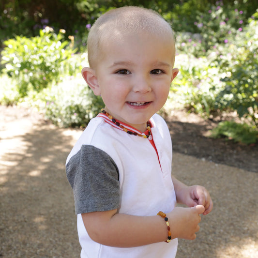 Cherished Moments Multi Amber Teething Necklace for Teething Babies and Toddlers