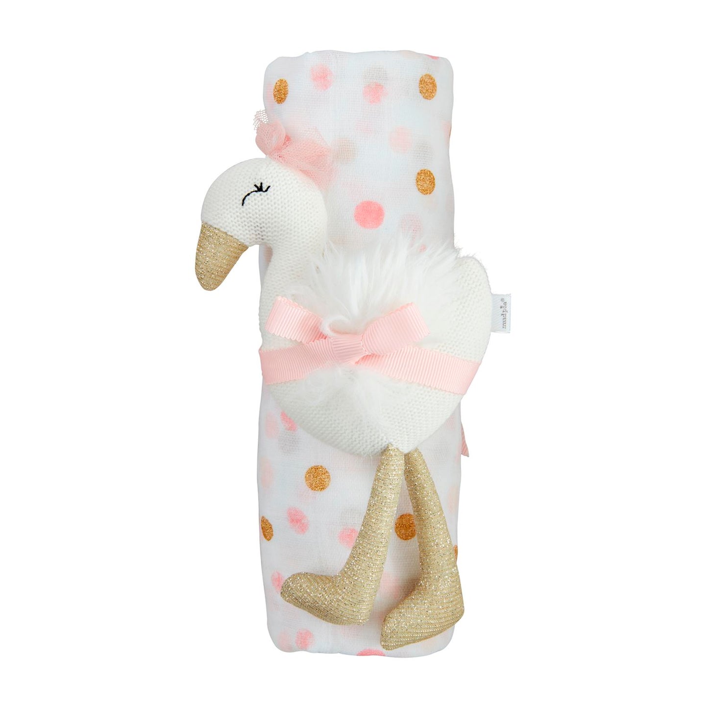 Pink and Gold Dot Swaddle & Rattle Set