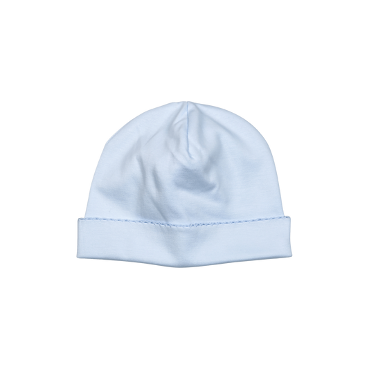Baby Loren Blue Beanie Blue Picot Trim