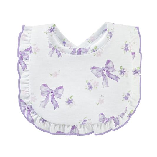 Baby Club Chic Lavender Bows Printed Bib with Ruffle