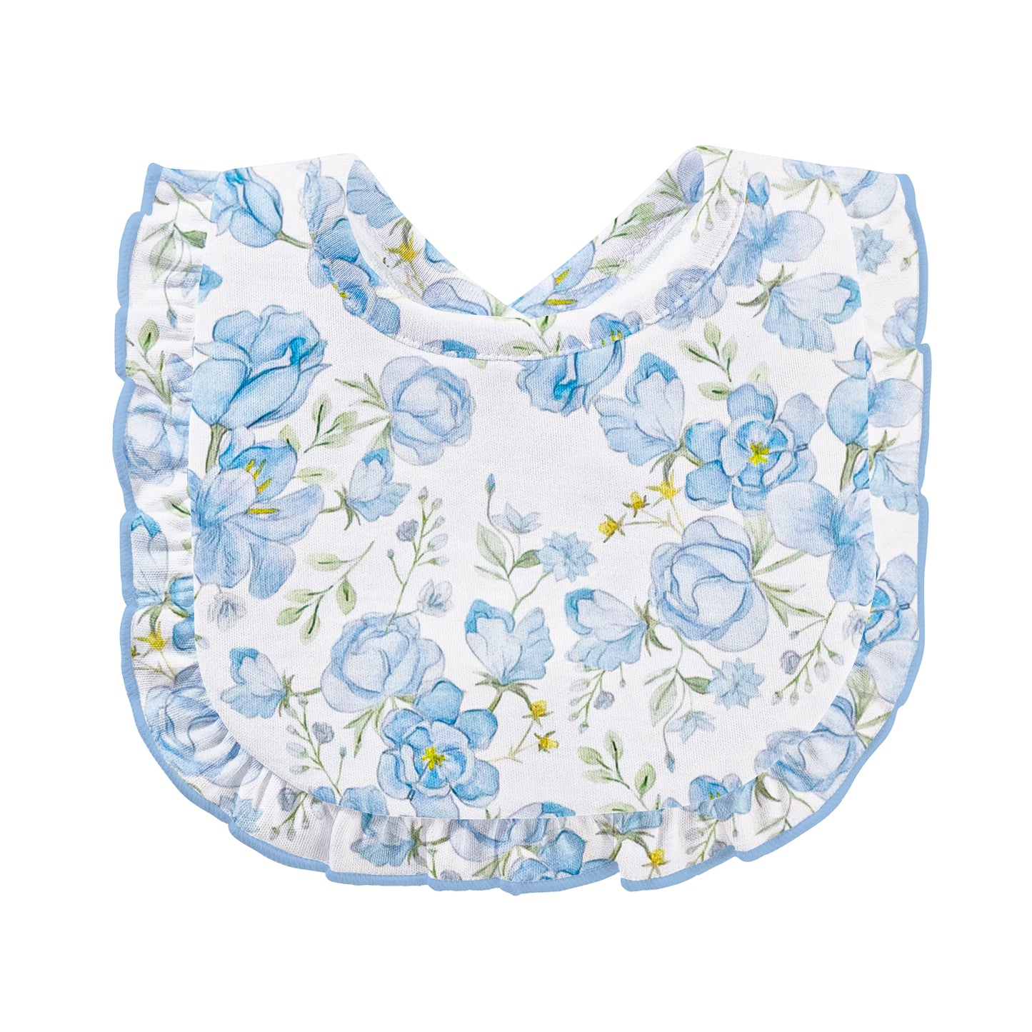 Baby Club Chic Spring in Blue Printed Bib with Ruffles