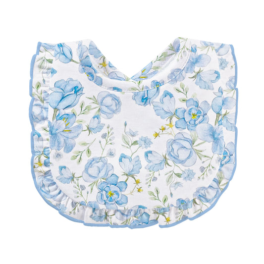 Baby Club Chic Spring in Blue Printed Bib with Ruffles