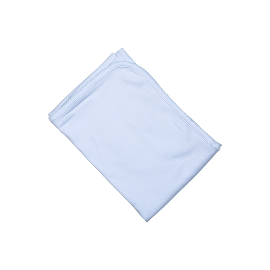 Baby Loren Blue Receiving Blanket Blue Picot Trim