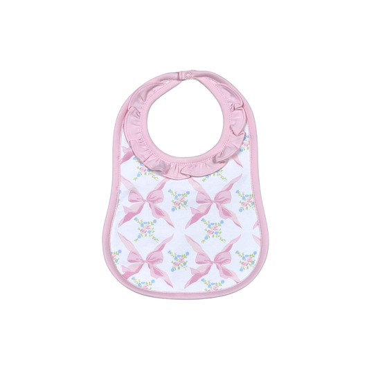 Baby Loren Pink Bows Pima Bib