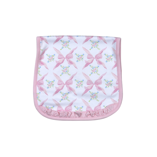 Baby Loren Pink Bows Pima Burping Pad