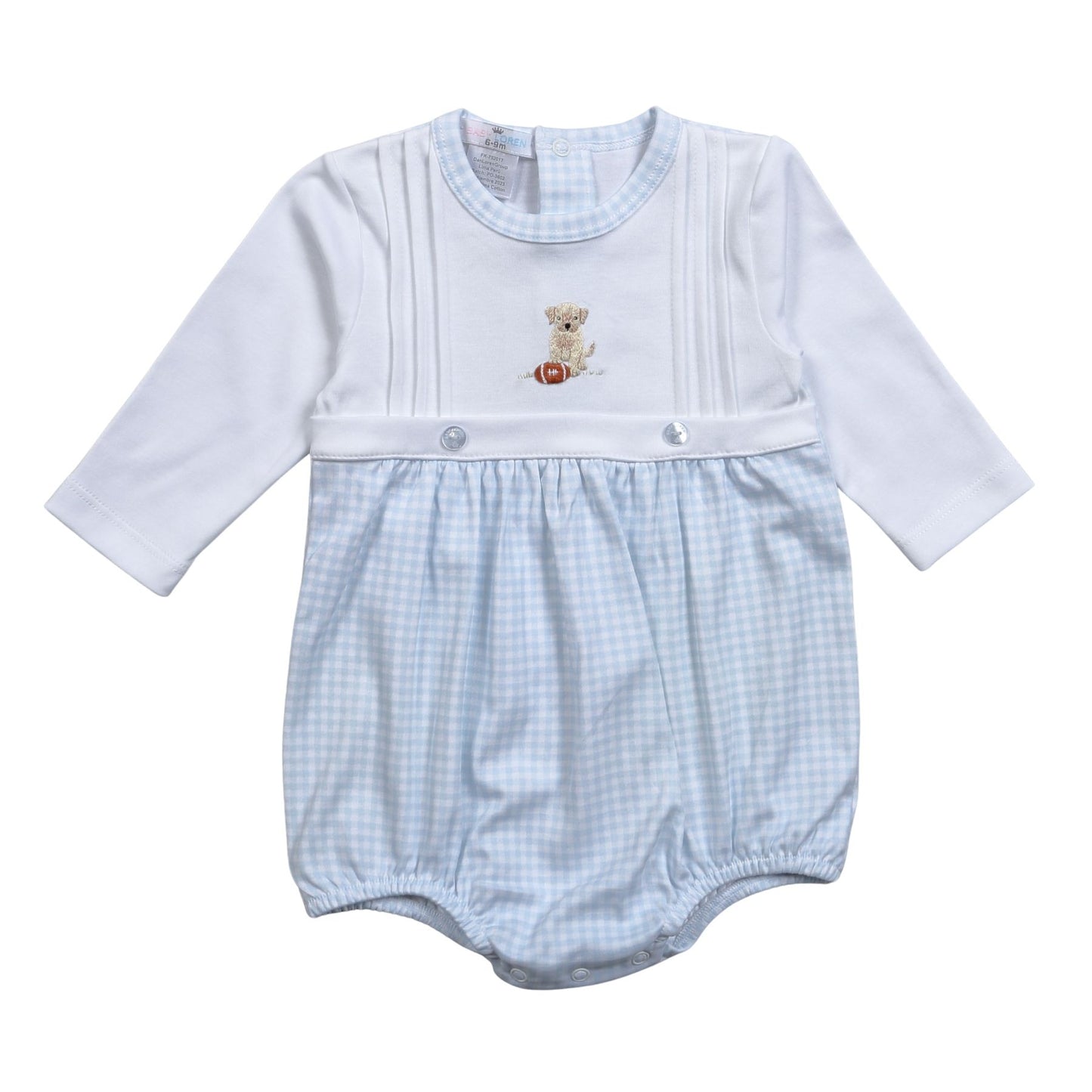 Baby Loren Blue Football Embroidered Bubble