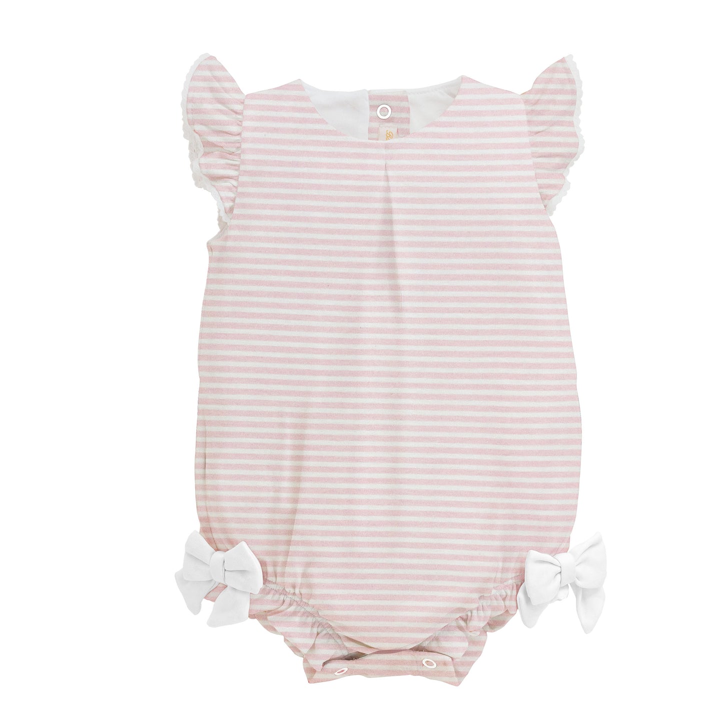 Baby Club Chic Pink Stripes Printed Bubble w/Ruffles and Bows