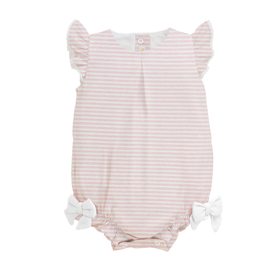 Baby Club Chic Pink Stripes Printed Bubble w/Ruffles and Bows
