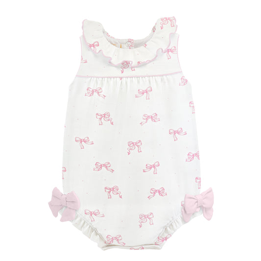 Baby Club Chic Pretty Bows Pink Printed Bubble w/Collar and Bows