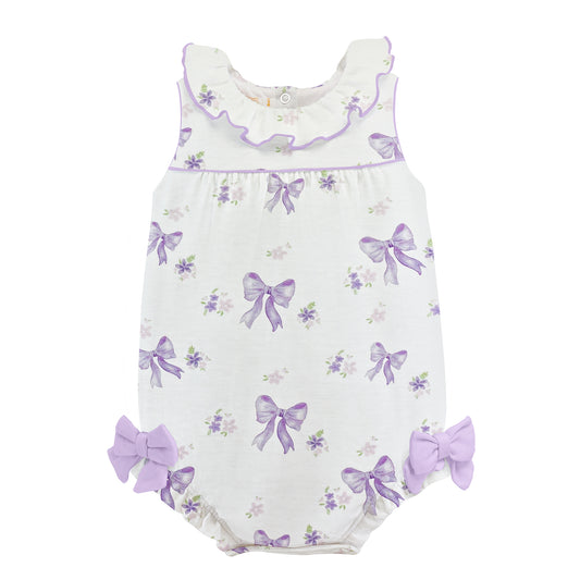 Baby Club Chic Lavender Bows Printed Bubble w/Collar and Bows
