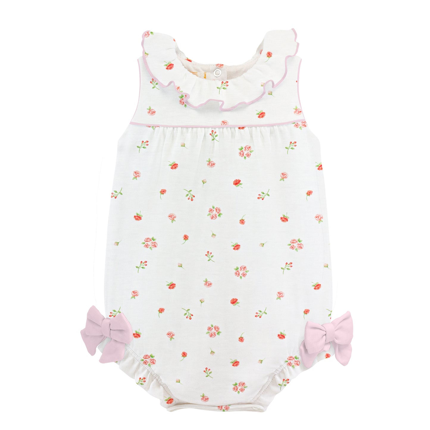 Baby Club Chic Rosebuds Printed Bubble w/Collar and Bows