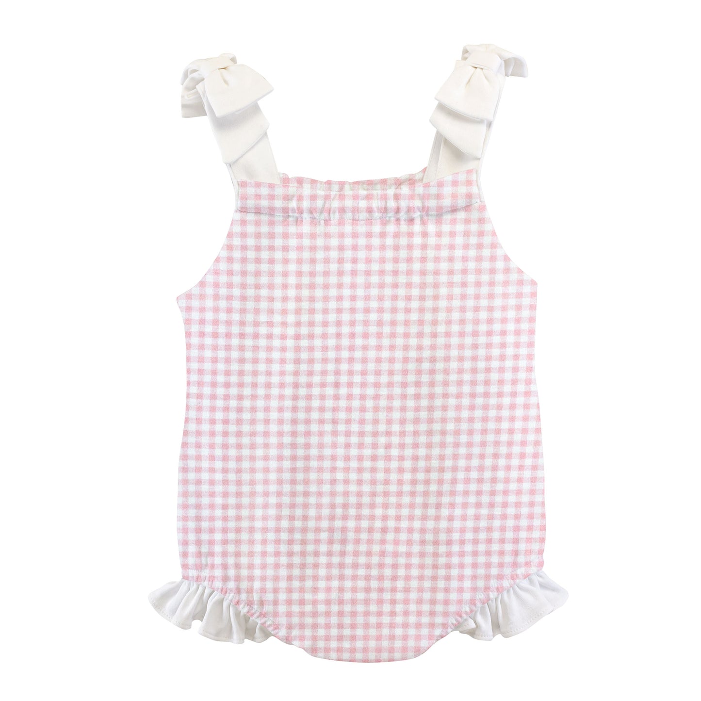 Baby Club Chic Pink Mini Checks Printed Bubbles w/Bows