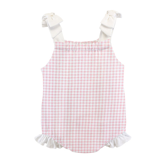 Baby Club Chic Pink Mini Checks Printed Bubbles w/Bows