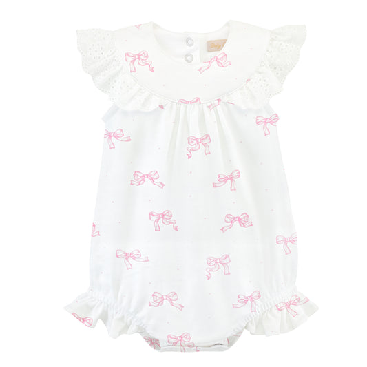 Baby Club Chic Pretty Bows Pink Bubble with Ruffled Lace