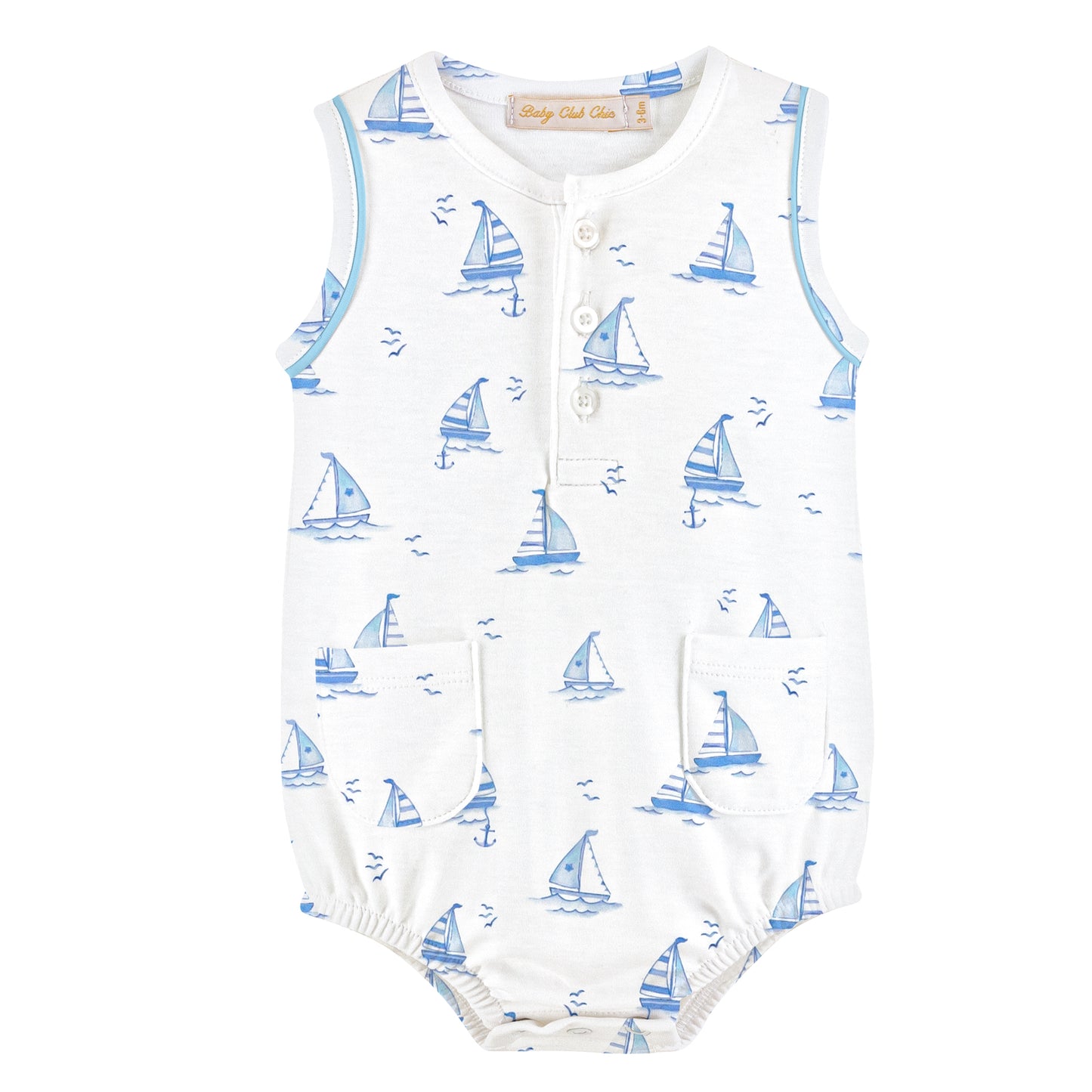 Baby Club Chic Sailing Boats Light Blue Printed Bubble