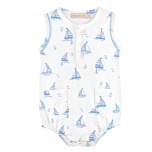 Baby Club Chic Sailing Boats Light Blue Printed Bubble
