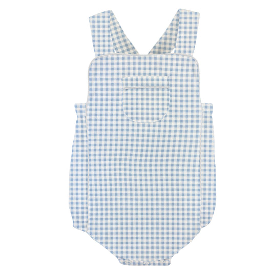 Baby Club Chic Blue Mini Checks Printed Bubble w/Pocket