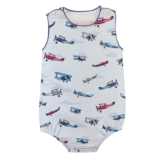 Baby Club Chic Patriotic Airplanes Printed Bubble w/Piping