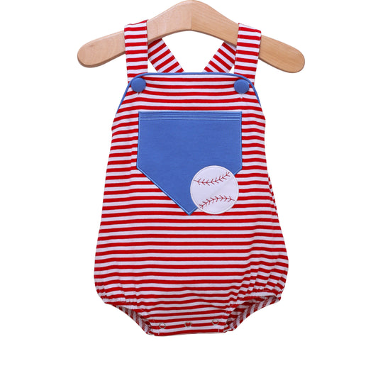 Trotter Street Kids Boys Baseball Pocket Sunsuit