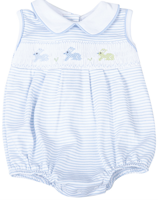 Hoppity Hop Classics Smocked Sleeveless Bubble - Light Blue