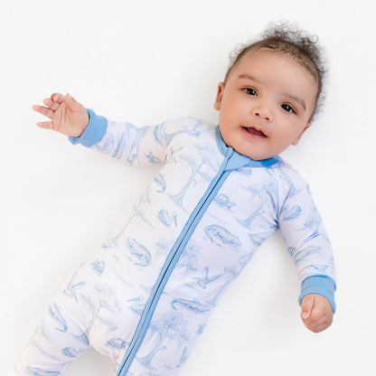 PEARLS AND PELICANS Blue Bayou Toile Zip-Up