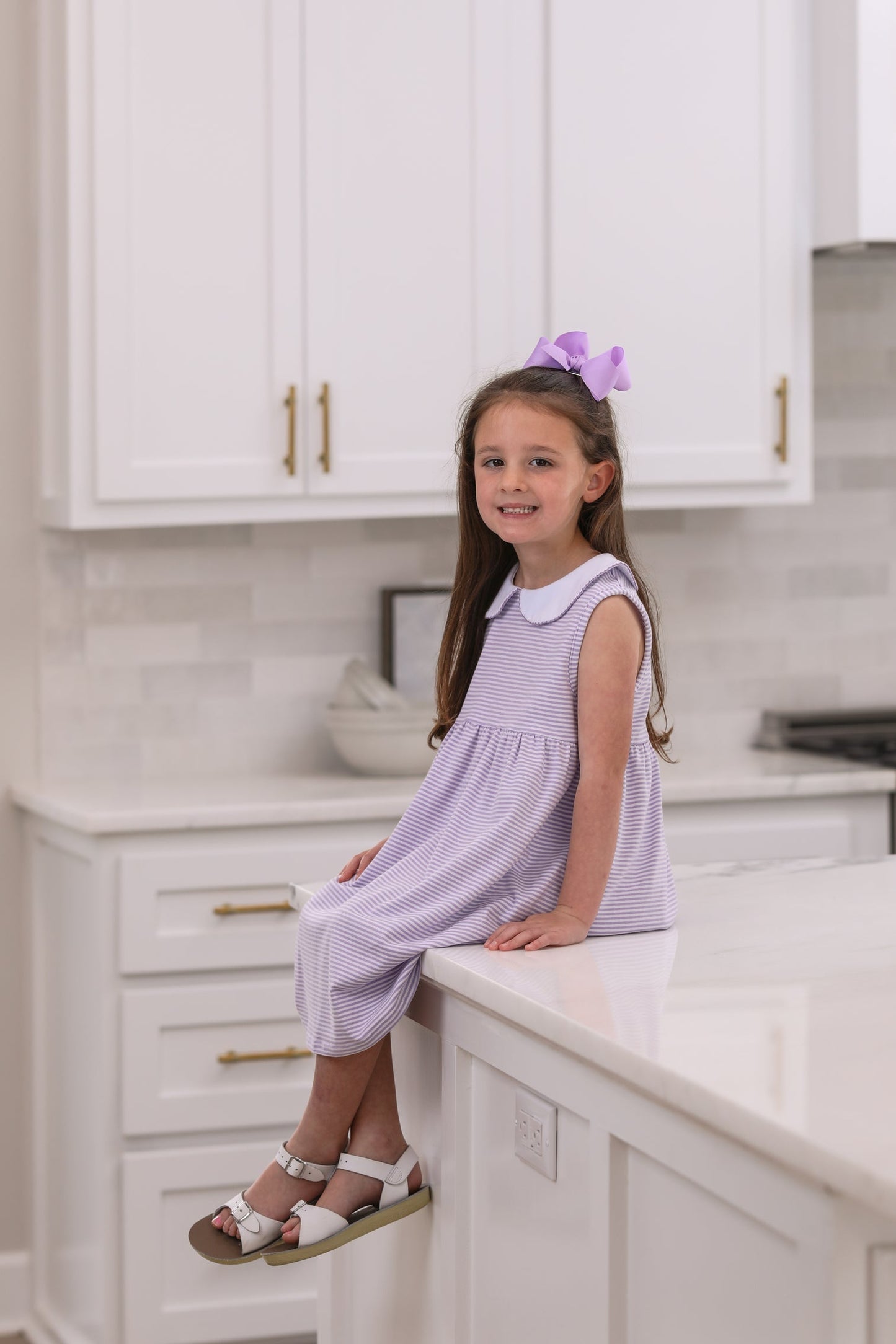 Smock Candy Charlotte Sleeveless Dress - Lavender Stripe