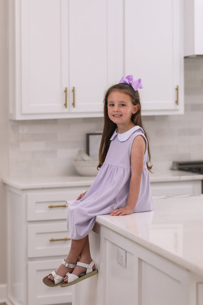 Smock Candy Charlotte Sleeveless Dress - Lavender Stripe