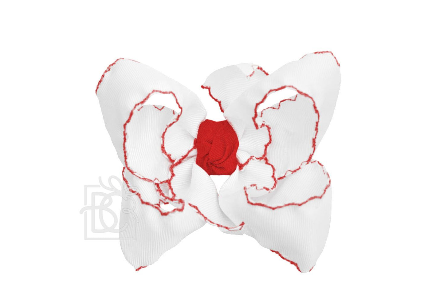 Beyond Creations, LLC - CROCHET EDGE RIBBON BOW ON CLIP 5.5inch Alligator Clip