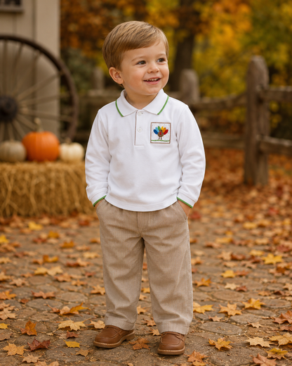 Petit Ami Turkey Hand Picture Smocked Top and Pant Set