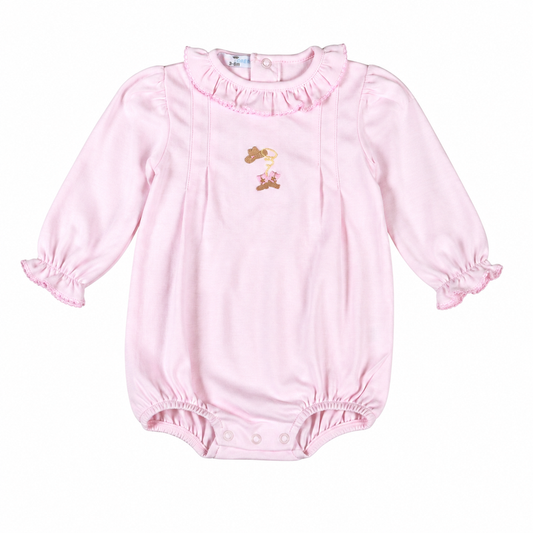 Baby Loren Pink Cowboy Long Sleeve Pima Bubble