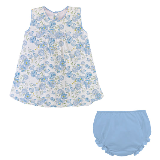 Baby Club Chic Spring in Blue Hand Smocked Printed Dress