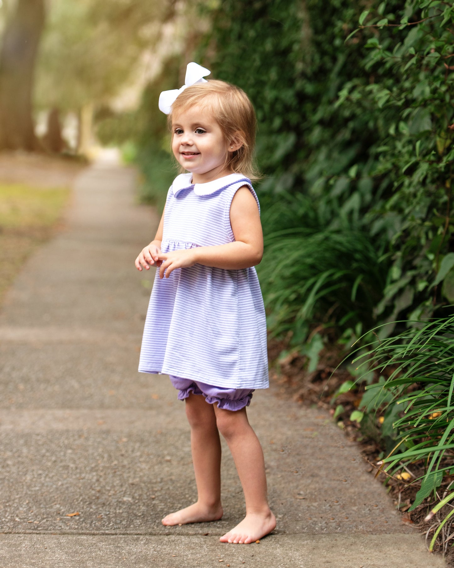 Smock Candy Charlotte Sleeveless Bloomer Set - Lavender Stripe