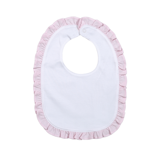 Baby Loren Lily White and Pink Ruffles Bib